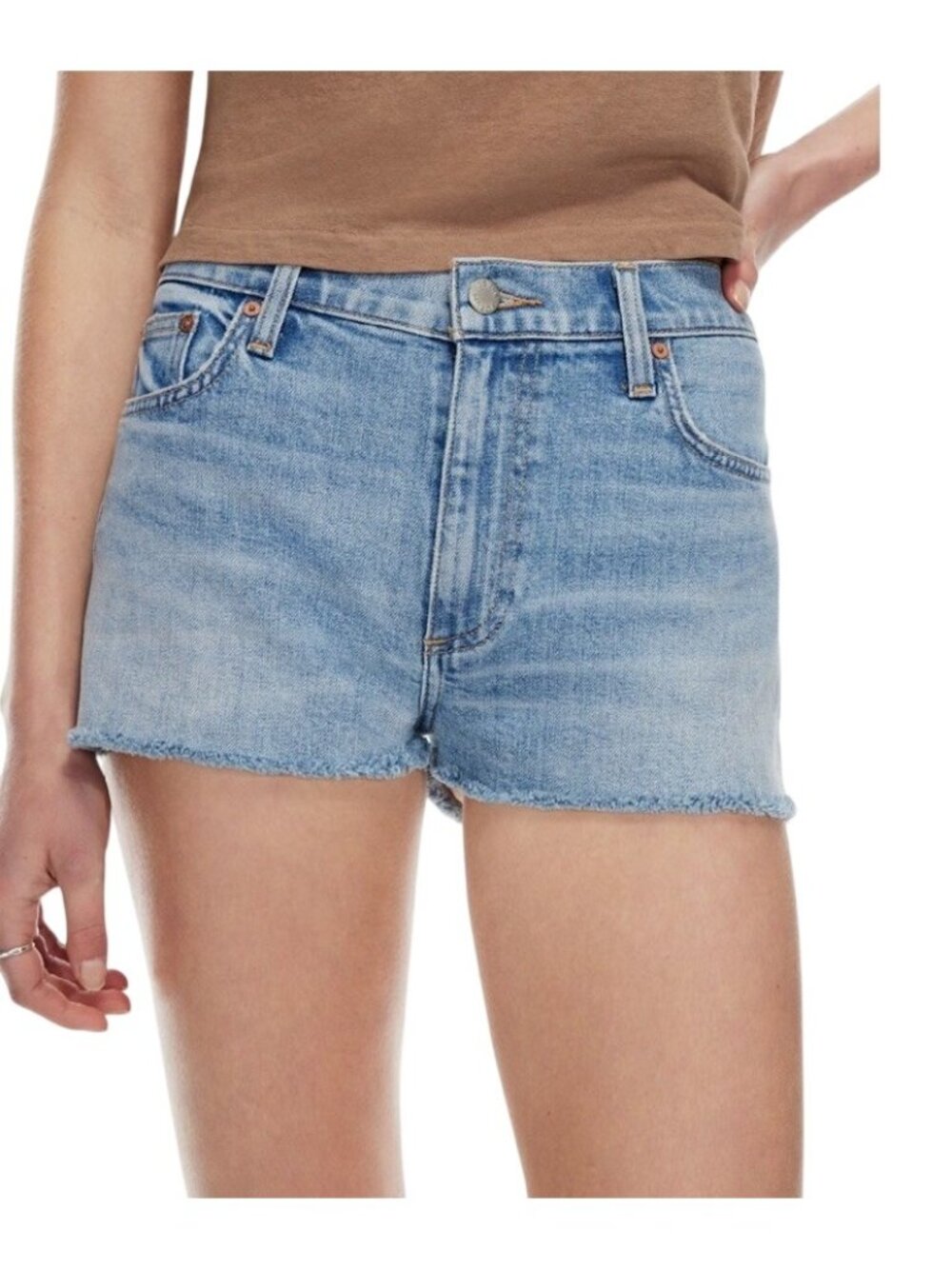 Aritzia Denim Forum The Romy Slim Mid Thigh Shorts Womens 28 Blue Denim 4.5”